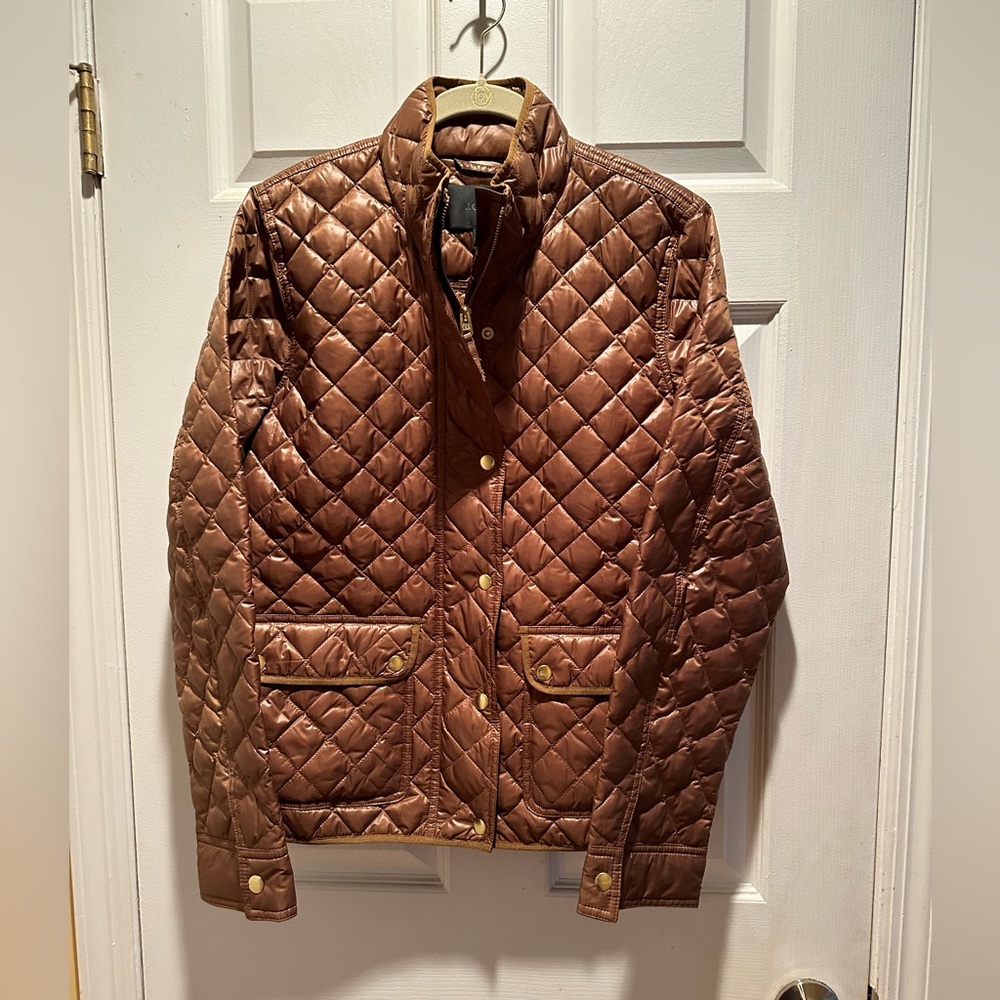 J.Crew brown quilted shiny jacket